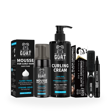 Curling Mousse & Curling Cream + Beard Pen Bundle for Defined Curls Bounce & Fuller Beard Grooming Trio