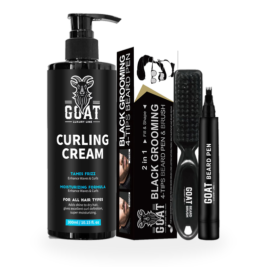 Curling Cream & Beard Pen Bundle - Enhances Curls, Controls Frizz, Fills Beard Gaps