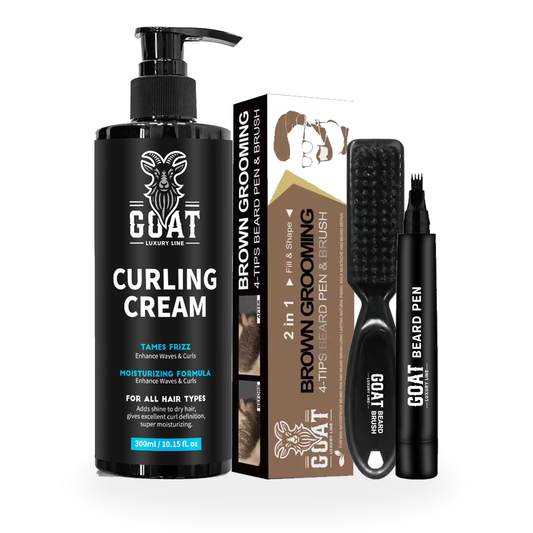 Curling Cream & Beard Pen Bundle - Enhances Curls, Controls Frizz, Fills Beard Gaps