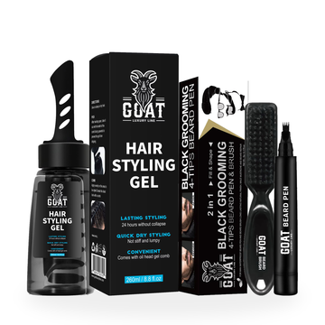Hair Styling Gel + Beard Pen Kit Bundle for Strong Hold & Full Beard Look Grooming Duo